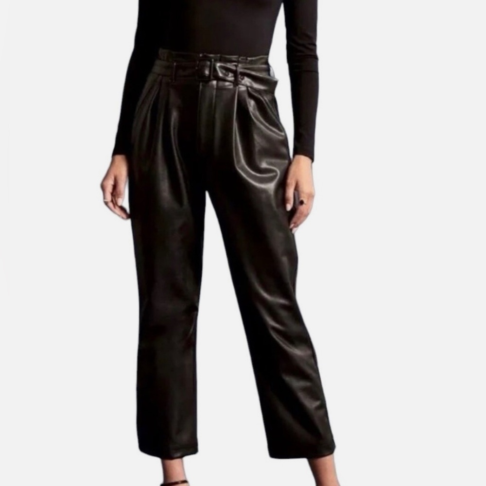Abercrombie & Fitch Vegan Leather Paper Bag Pants – Size S - Picture 2 of 9